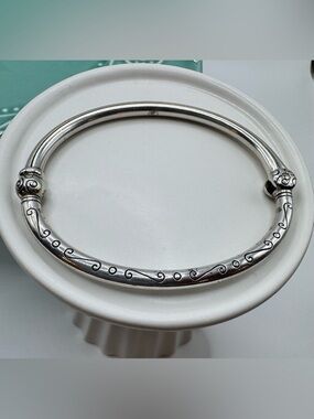 Brighton Silver Scroll Pattern Bangle Charm Bracelet